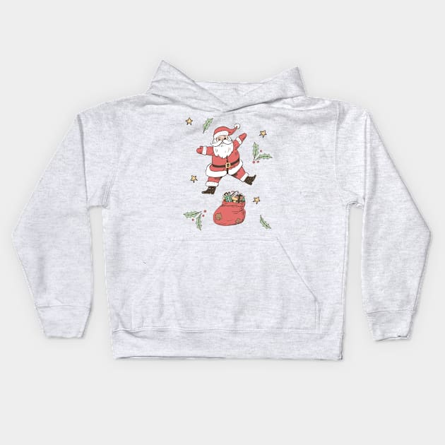 Cute Retro Leaf Santa Kids Hoodie by SWON Design